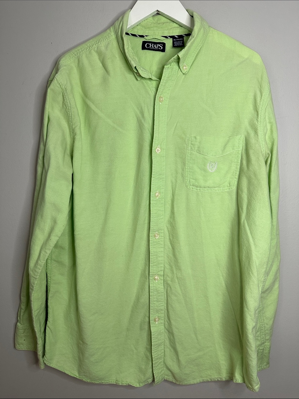 Chaps Men's Lime Green Button-Down Shirt size XL
